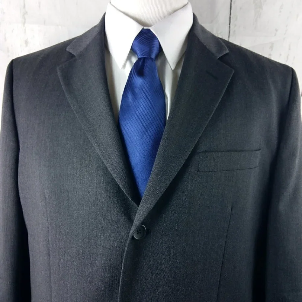Banana Republic 44L Wool 3 Button Charcoal Suit Blazer Jacket